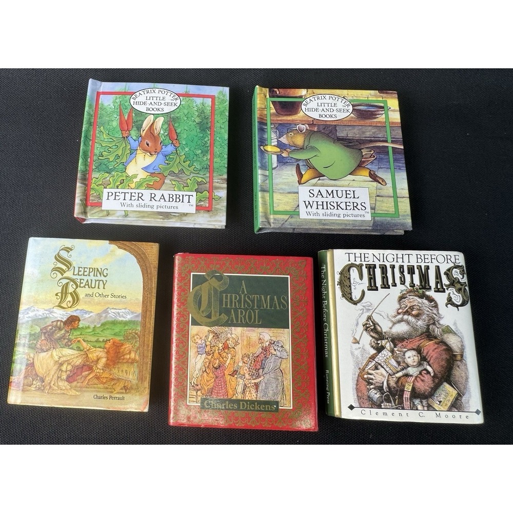 Lot Of 5 Tiny Books Trinket Display Stocking Stuffer Fun Books